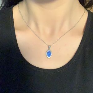 Pendant: Blue crystal sterling silver